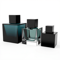 Solent Logo de haute qualité Design carré de luxe 30ml 50ml 100ml Flacon de parfum en verre vide personnalisé avec couvercle noir