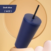 Bouteille de voyage personnalisée à double couche en acier inoxydable 304 de 16oz tasse à café américaine à glace droite gobelet thermos domestique à paille