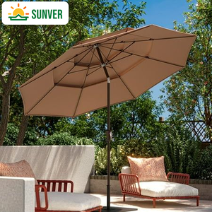 Çelik taban ve ayarlanabilir yükseklik ile alüminyum Anti-UV açık veranda şemsiye - Product Image 1