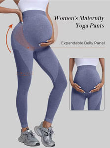Leggings de Maternidad de Color Sólido, Cintura Alta Elástica, Ligeros, Transpirables, Casuales, con Soporte Abdominal, para <span class=keywords><strong>Yoga</strong></span>, Pilates y <span class=keywords><strong>Embarazo</strong></span> - Product Image 3