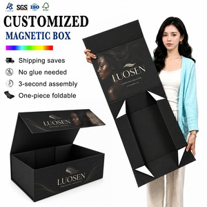 <span class=keywords><strong>Caja</strong></span> de Regalo Magnética Negra de Lujo con Logotipo Personalizado, Cajas de Embalaje Rígidas Plegables Reciclables con Tapa Magnética - Product Image 1