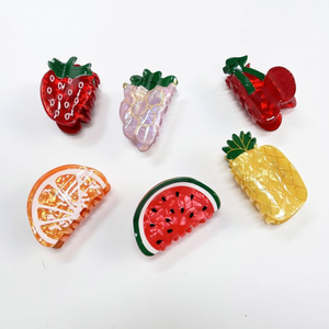 Pinzas para el cabello con diseño de frutas Ziina, horquillas acrílicas de 9 cm para mujeres y niñas, estilo veraniego - Product Image 1