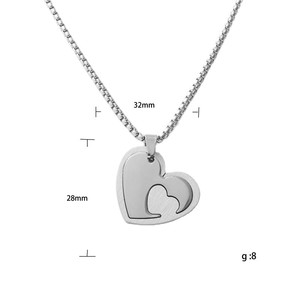 Yunnique – collier avec pendentif en forme de cœur en acier inoxydable pour femmes, bijoux cadeau géométriques rétro 12030 - Product Image 5