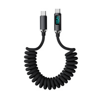Kabel Data Digital Dual Type C Spring 120W Pengisian Cepat untuk iPhone 15/17 Huawei Xiaomi Kabel Pengisian Cepat Mobil