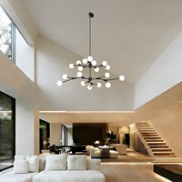 Lustre LED moderne et luxueux à hauteur réglable pour plafond haut, idéal pour salon et restaurant (vente en gros)