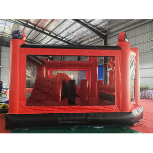 Château gonflable commercial rouge et noir, combo grand espace, avec toboggan - Product Image 5