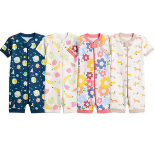 Pijama de una Pieza de Algodón 100% Orgánico para Bebé, Mameluco de Manga Corta, Ropa de Dormir Personalizada para Bebé Recién Nacido - Product Image 1