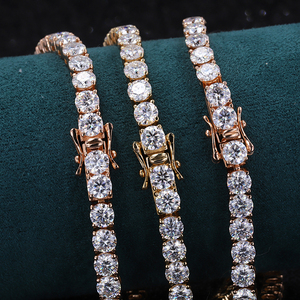 Charm Mujer Pulsera 14K Oro 4mm Moissanite Tenis Pulsera Uso diario Listo para enviar - Product Image 1