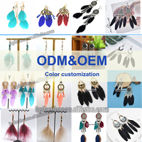 Grosir grosir grosir buatan tangan Bohemian Boho anting-anting mode halus menjuntai jatuh bulu asli rumbai panjang untuk wanita