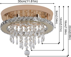 Fransız Hafif Lüks Yeni CrossxBorder Amerikan Tarzı Led Koridor Kristal Tavan Girişi Yuvarlak Altın Paslanmaz Çelik - Product Image 6