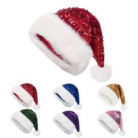 Gorro de Santa Claus para Fiesta de Navidad, Ajustable, con Adorno de Lentejuelas Reversibles Multicolores de Alta Calidad y Atractivo Diseño