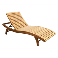 Chaise longue de piscine de luxe en teck, chaise longue d'extérieur en forme de S, imperméable, pour la plage, le jardin, le patio