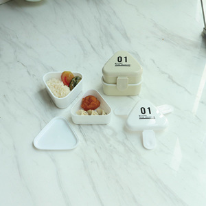 Japanese Triangle Bento <b>Box</b> Double Layer With Fork Pink <b>Lunch</b> <b>Box</b> For Kids And Adults - Product Image 2