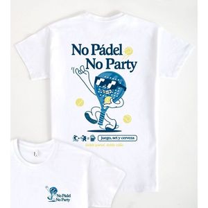T-shirt No Pdel No Party bianca da uomo, girocollo, manica corta, abbigliamento promozionale - Product Image 1