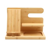 Elegante soporte de reloj de cartera de teléfono de madera multifuncional Estación de acoplamiento de madera natural-Armario portátil