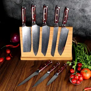 Conjunto de facas de cozinha 8pces g10 aço damasco, facas profissionais de cozinha