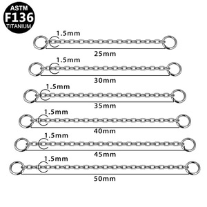 F136 <b>Titanium</b> Chain Nose <b>Stud</b> 1.5mm 25 30 35 40 45 50mm Unisex Piercing Jewelry Accessory - Product Image 1