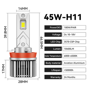 Phare LED haute puissance 100W H11 9012 H4 9005 H7 40000LM blanc naturel Canbus 6000k 12V 24V ventilateur de refroidissement IP68 IP68 - Product Image 1