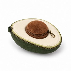 Porte-monnaie en toile en forme d'avocat, à fermeture éclair, avec pochette amovible, style Kawaii, logo personnalisé, vente en gros - Product Image 3
