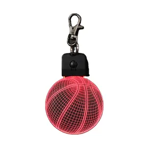 Декоративный металлический светодиодный акриловый брелок для ключей в баскетбольном стиле, 3d лазерный светильник, брелок для ключей