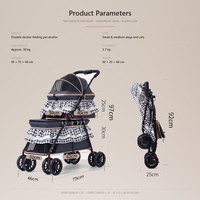 Poussette double étage pour animaux de compagnie avec volants, capacité 30 kg, poids 5,7 kg, motif Gingham, 3 couleurs, pour petits chiens et chats, avec rebord rembourré, pliable, chariot de voyage, OEM ODM