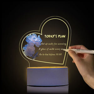 บอร์ดเขียนอะคริลิคไฟกลางคืน LED พร้อมโคมไฟ LED สำหรับเป็นของขวัญส่งเสริมการขายและธุรกิจรูปทรงตามสั่ง<span class=keywords><strong>3D</strong></span> - Product Image 2