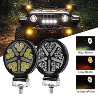 Phare de travail LED rond de 4 pouces à 15 perles, bicolore, pour camion tout-terrain et Jeep