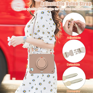 Pour iPad Air 11 2024, coque de tablette en silicone avec poignée rotative, béquille, protection contre les chocs, robuste, avec bandoulière - Product Image 6