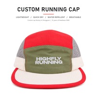Casquette de course personnalisée HF légère, séchage rapide, imperméable, respirante, sportive, 5 panneaux, polyester, pour extérieur, plage, marathon, jogging, OEM