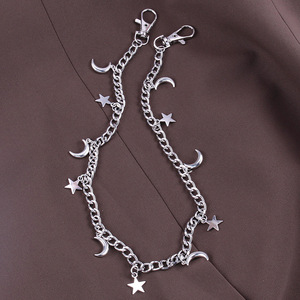 Star And <b>Moon</b> Pendant Waist Chain Zinc Alloy Unisex Hip Hop Punk Style Pants Chain Daily Wear - Product Image 3