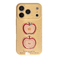 Coque de téléphone Nouvel An Pomme Rouge pour iPhone 17 Pro Max, design 3D créatif, finition brillante, texture douce, motif festif, compatible iPhone 16, 15, 14