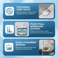 Pour ensemble de seaux pliables avec séparation eau propre/eau sale, lavage et séchage automatiques, tampon microfibre rotatif à 360° en acier inoxydable