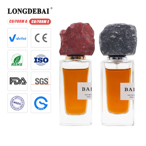 New Design High End square <b>Perfume</b> Glass <b>Bottle</b> 30ml 50ml 100ml clear Crimp Niche <b>Perfume</b> <b>Bottle</b> with Colored Stone Cap - Product Image 1