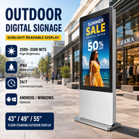 Affichage publicitaire numérique extérieur étanche IP65 de 43, 49 et 55 pouces, haute luminosité, écran LCD