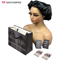 Sacs shopping en papier personnalisés pour l'emballage de perruques et de mèches de cheveux avec impression intégrale, poignée en ruban, matériau en papier durable