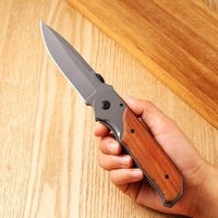 Couteau de survie compact et polyvalent pour l'extérieur, couteau de poche DIY OEM, manche en bois de rose, ouvre-boîte, couteau utilitaire de chasse pour l'autodéfense