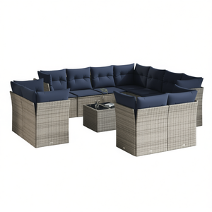 Ensemble de canapés de patio gris en polyrotin, 12 pièces, mobilier de jardin extérieur, design contemporain, places assises pour 10 personnes et plus - Product Image 1