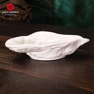 WEIYE nouveauté huîtres coquille forme <span class=keywords><strong>assiette</strong></span> ensemble base bambou <span class=keywords><strong>porcelaine</strong></span> blanche snack plat Dessert <span class=keywords><strong>assiette</strong></span> - Product Image 2