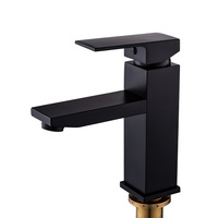 Laiton eau froide et chaude mélange carré noir bassin monotrou cuivre cuisson vernis Art bassin robinet