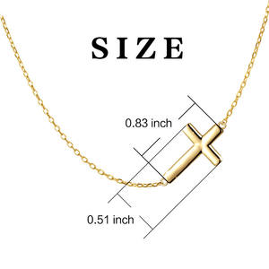 Delicata Collana Girocollo con Croce Laterale in Argento Sterling 925 Placcato Oro 18k - Product Image 6