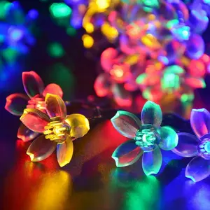 30 LED Sakura Cherry RGB Flower Bloom Decorative Solar String Rope Lights Lamp for Garden Yard Patio Tree Decoration