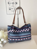 Nouveau style sac à dos en polyester peluche pour trajets quotidiens - Sac fourre-tout à bandoulière tendance style ethnique grande capacité en toile