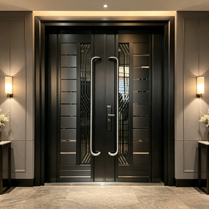 Porte d'entrée de sécurité haut de gamme pour maison, grande poignée en acier inoxydable, serrure multipoints, finition antirouille et coupe-vent - Product Image 1