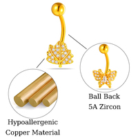 Anneaux de nombril Maina tendance saisonnière, style plage estival, étanches, en zircon, à filetage externe, bijoux de piercing corporel pour le nombril