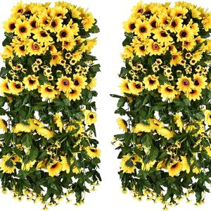 Vignes artificielles de tournesol Old Farmer, 2 pièces, fleurs en soie plastique pour décoration de mariage, maison, printemps, accessoires de photographie extérieure - Product Image 1