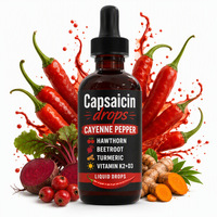 Gouttes de Capsaïcine Complément Santé Ingrédients Inclus : Aubépine, Betterave, Curcuma, Vitamine D3 K2, Liquide Bien-être, Usine GMP, OEM