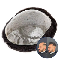 Postizo de Cabello Humano Liso Indio para Hombre LONGFOR BIO PU, Reemplazo de Cabello Remy de Alta Calidad al por Mayor