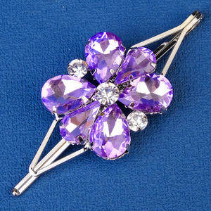 Accessoires de mariée de conception Huanxing de bonne qualité tous les jours avec une frange cheveux cassés lumière luxe violet verre rhinrhine-mot clip - Product Image 3