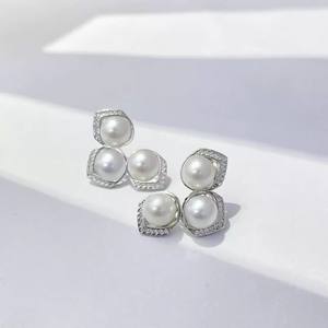 22639DIY Pendientes de Plata S925 con Soporte Hueco para Múltiples Cuentas, Accesorio para Cuentas de 6-7mm - Product Image 1