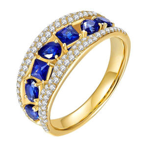 <span class=keywords><strong>Bague</strong></span> en cristal bleu géométrique de luxe pour femmes, bijoux de mariage de style moyen-oriental - Product Image 2